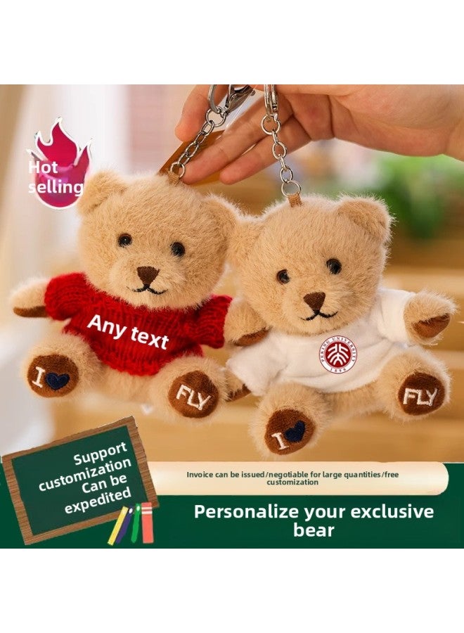 Dressing Bear Doll Pendant Keychain Teddy Bear Backpack Plush Toy Printed Name Graduation Gift Logo-Specifications:Red Hat + Lanyard-Color:10cm [supports Customization/large Quantity Negotiation]