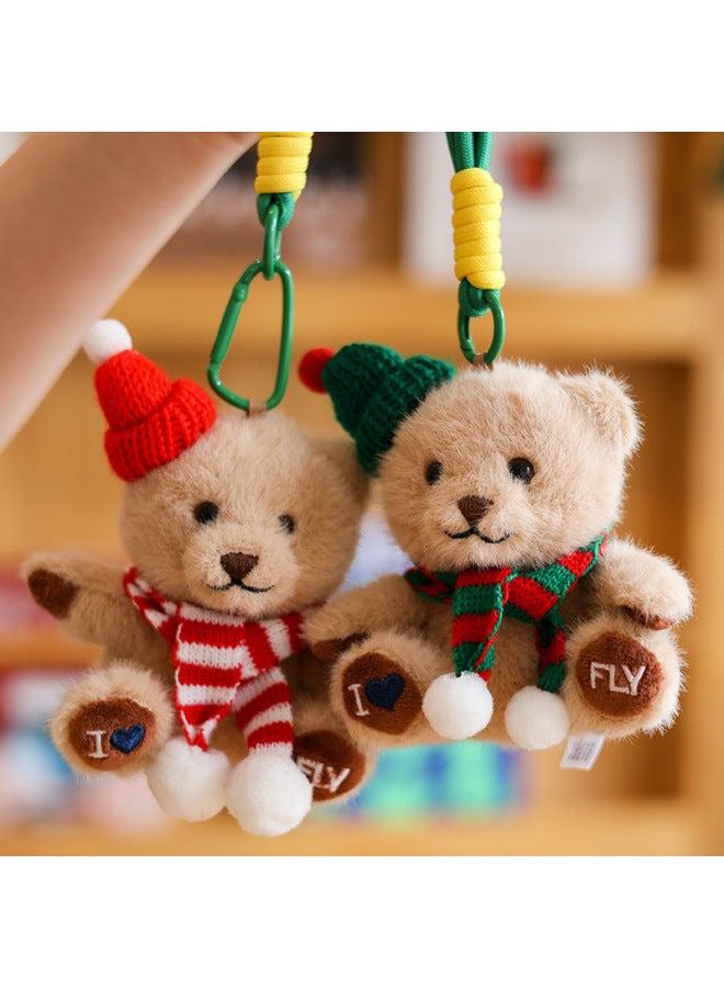 Dressing Bear Doll Pendant Keychain Teddy Bear Backpack Plush Toy Printed Name Graduation Gift Logo-Specifications:Red Hat + Lanyard-Color:10cm [supports Customization/large Quantity Negotiation]