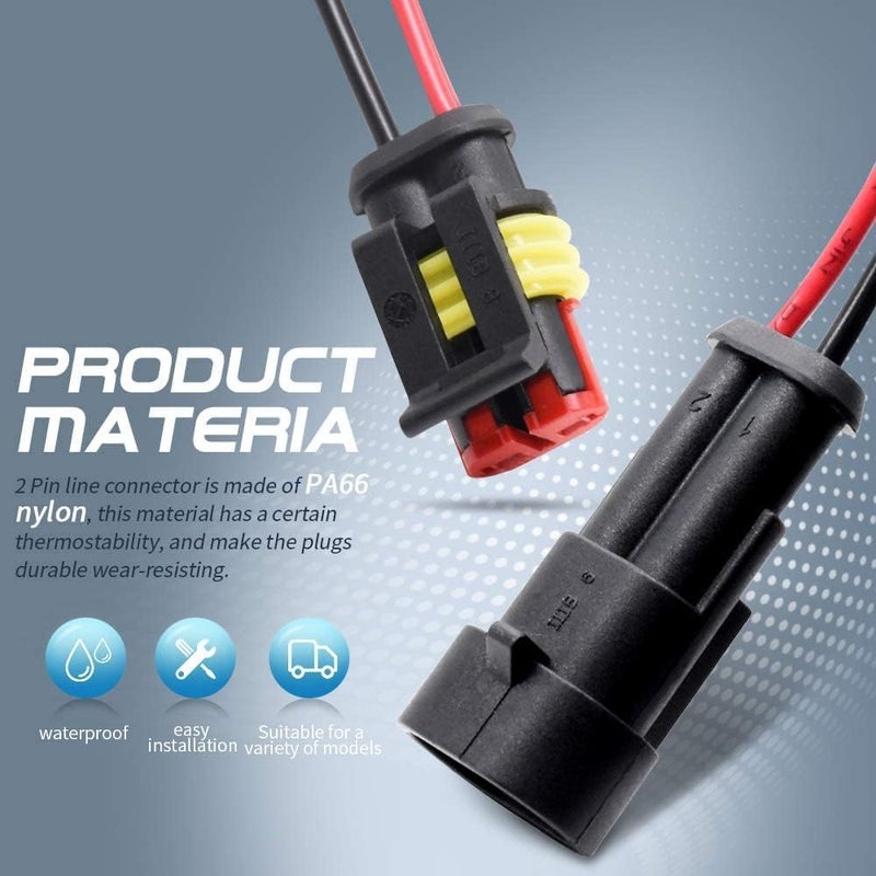 G 16 AWG 2 Pin Connector, 2 Wire Connector for Car, Truck, Boat, and Various Applications, Male and Female Wire Waterproof Connection (5 Kit) - Image 4
