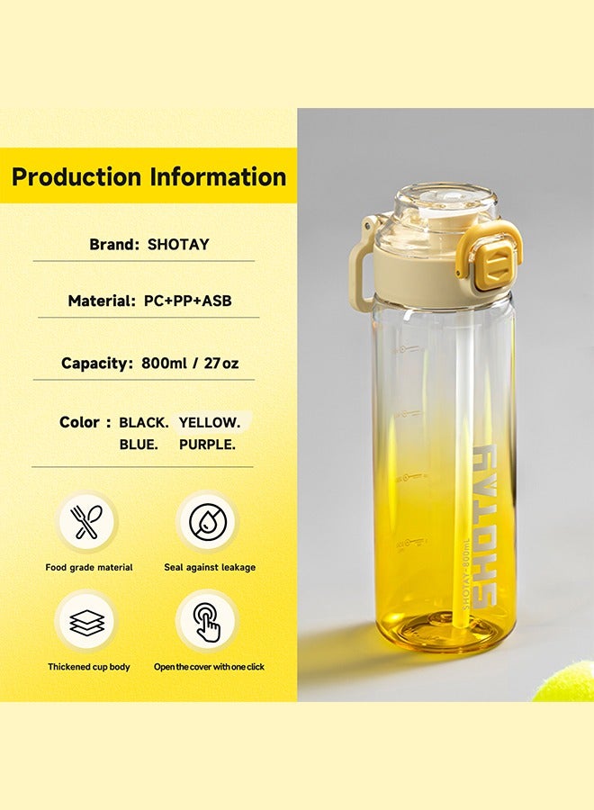 شوتاي زجاجات مياه رياضية سعة 800 مل خالية من BPA ومضادة للتسرب بتدفق سريع مع ماصة قابلة للازالة، زجاجة مياه لصالة الالعاب الرياضية والمدرسة واللياقة البدنية والرياضات الخارجية من شوتاي، - Image 2