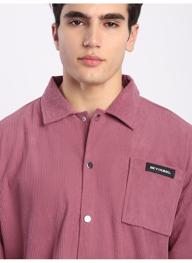 Beyoung Mauve Pink Corduroy Shacket  - Image 4