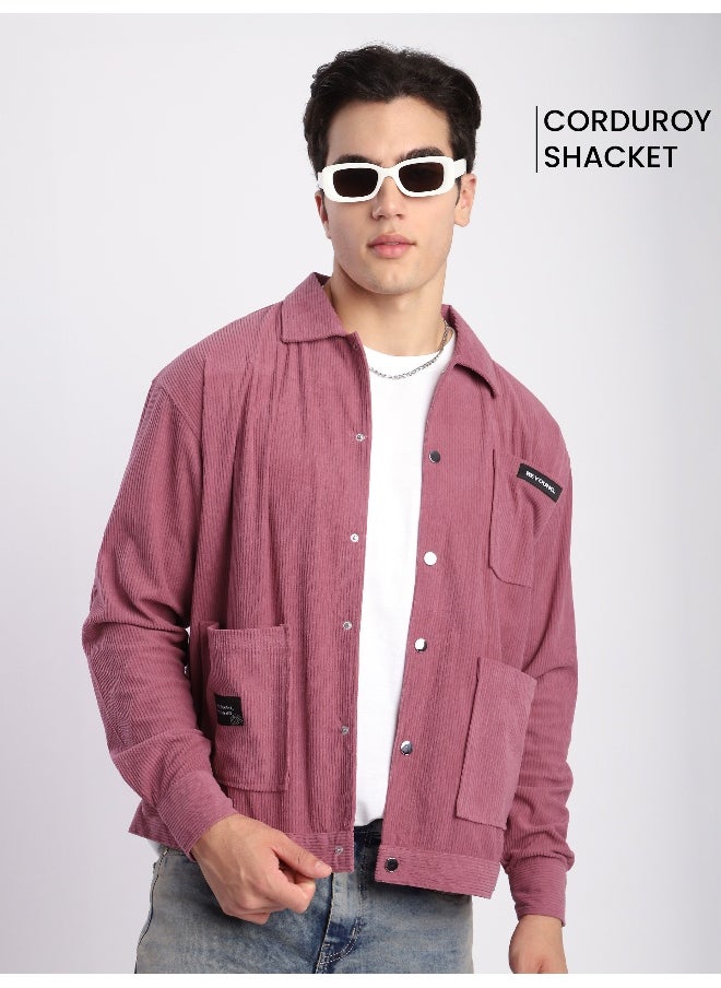Beyoung Mauve Pink Corduroy Shacket  - Image 5