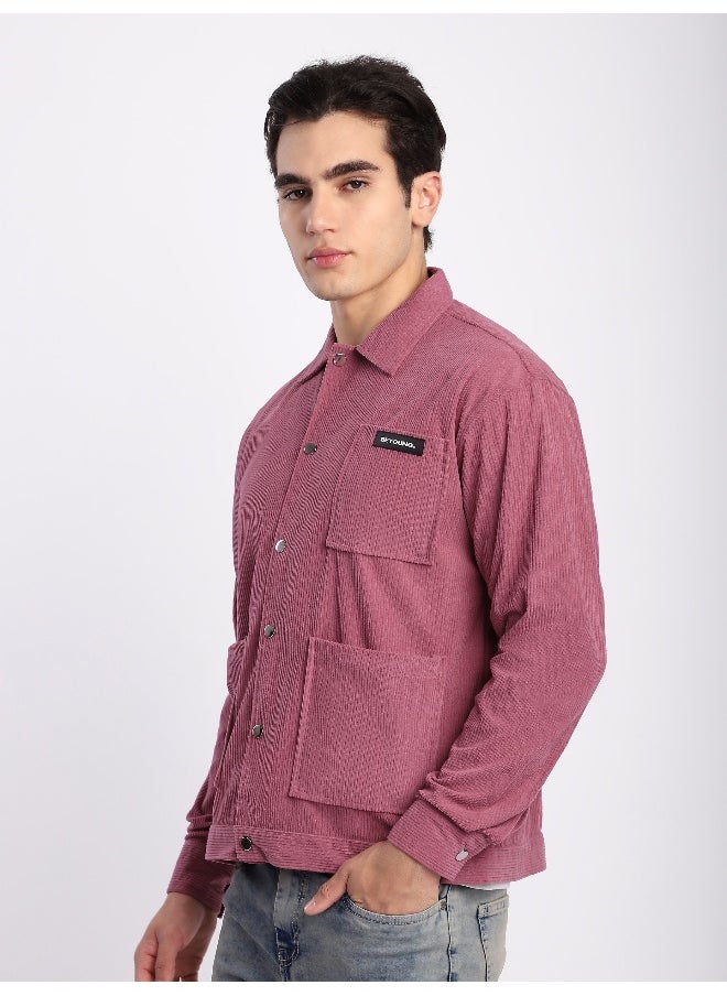 Beyoung Mauve Pink Corduroy Shacket  - Image 3