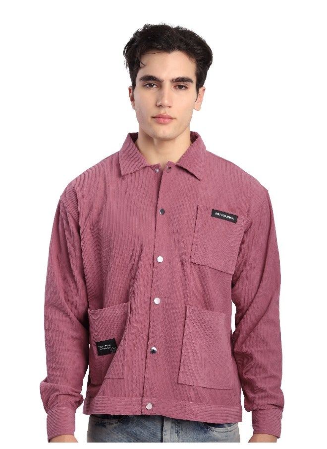 Beyoung Mauve Pink Corduroy Shacket  - Image 1