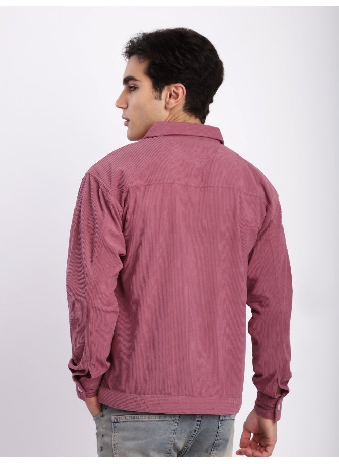 Beyoung Mauve Pink Corduroy Shacket  - Image 2