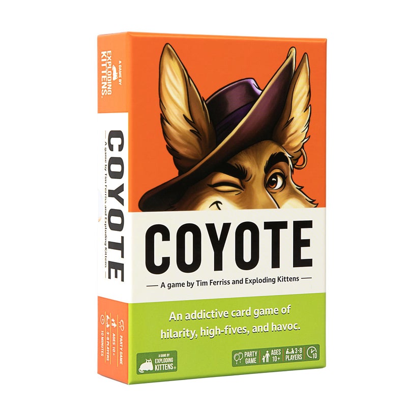 Exploding Kittens Coyote Created by Tim Ferriss | Perfect for Family Fun, Game Night, and Travel | 3-8 Players, 10 Mins, Ages 10 and Up - Image 1