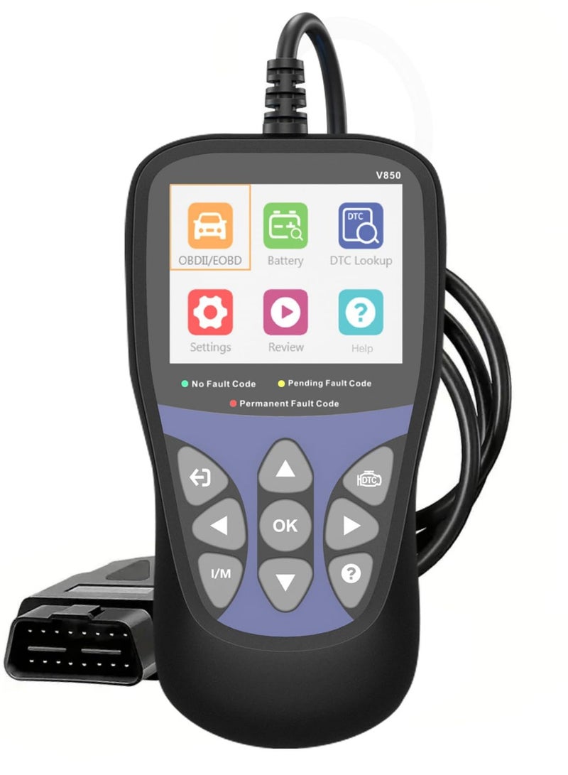 OBD2 Car Diagnostic Scanner Tool, Engine Code Reader & Reset Device, Battery Tester, Check Engine Light Reader with Color Display & Live Data, Code Eraser for Automotive Use. - Image 1