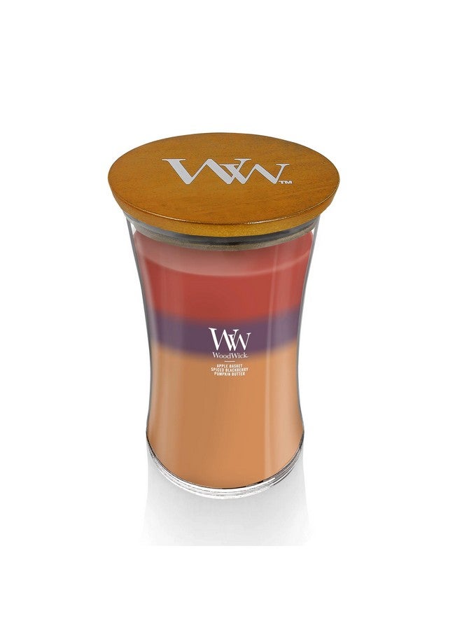 WoodWick شمعة وود ويك الكبيرة على شكل ساعة رملية حصاد الخريف ثلاثية 21.5 أونصة - Image 1