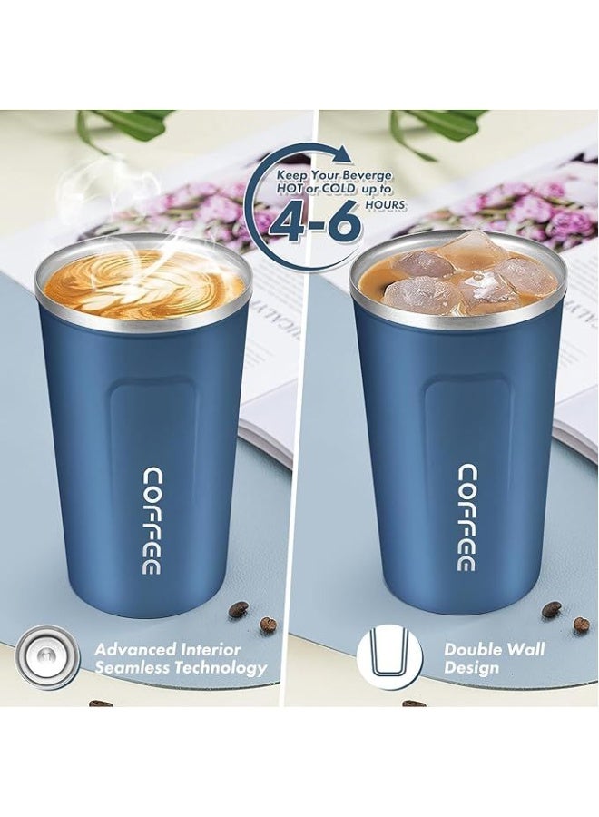 كوب ترمس مفرغ من الفولاذ المقاوم للصدأ باللون الأزرق 510 مل - Image 2