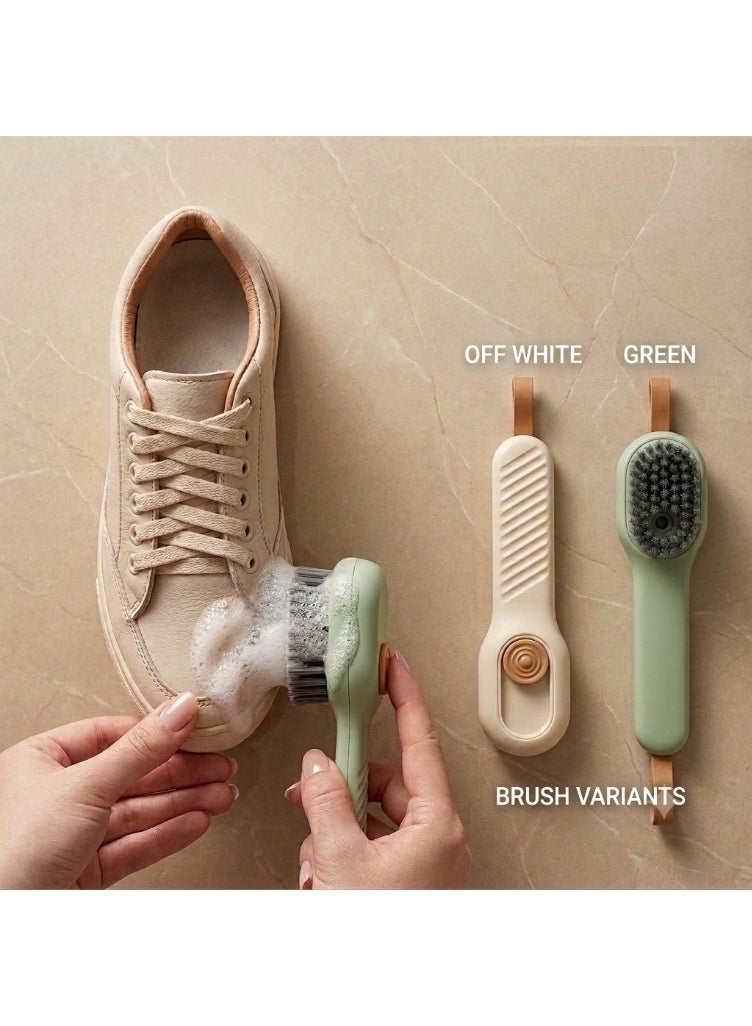 Multifunctional Liquid Dispensing Cleaning Brush Set for Shoes & Household, 2-Piece - White & Green - Image 5