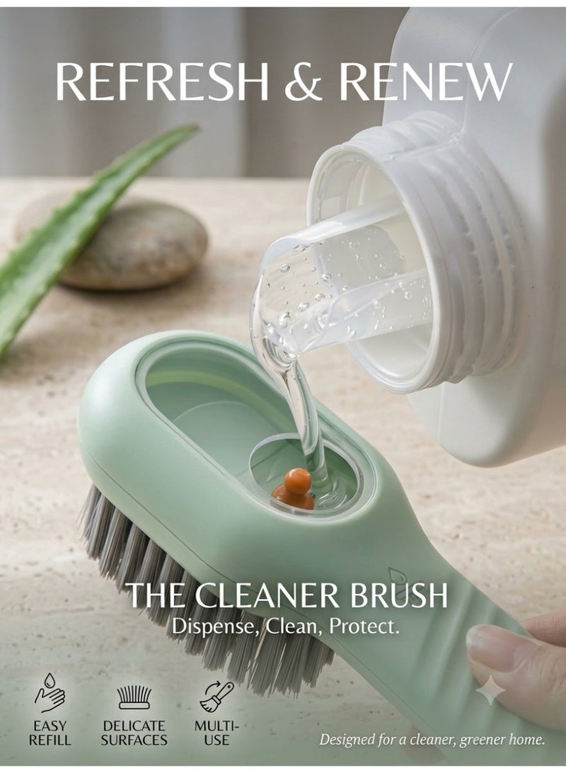 Multifunctional Liquid Dispensing Cleaning Brush Set for Shoes & Household, 2-Piece - White & Green - Image 1