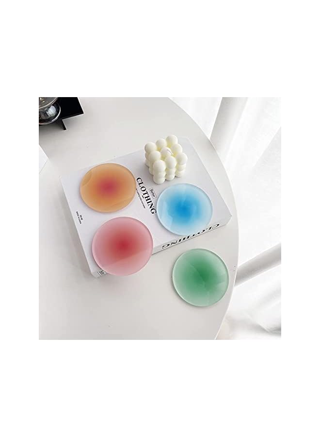 The Bros 4 Pcs Colorful Acrylic Round Non-Slip Coasters, 3.8 Inch Cute Coasters for Coffee, Tea, and Water Cups - Image 3