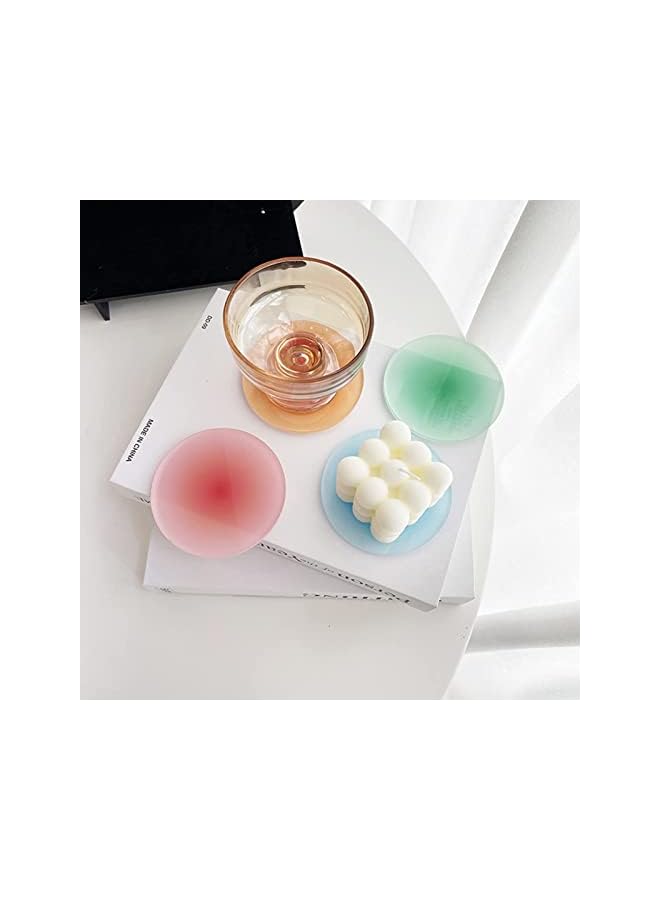 The Bros 4 Pcs Colorful Acrylic Round Non-Slip Coasters, 3.8 Inch Cute Coasters for Coffee, Tea, and Water Cups - Image 2