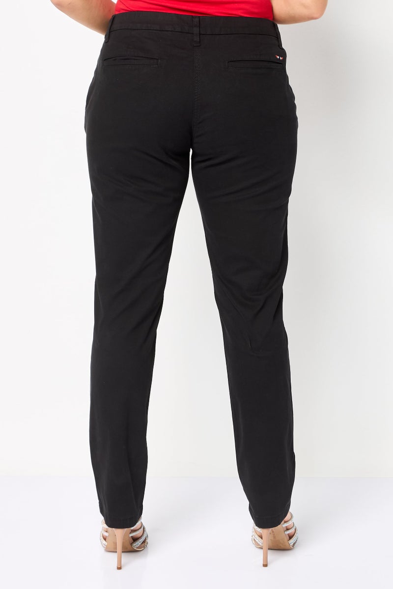 Napapijri Women Slim Fit Solid Straight Leg Pants, Black - Image 4