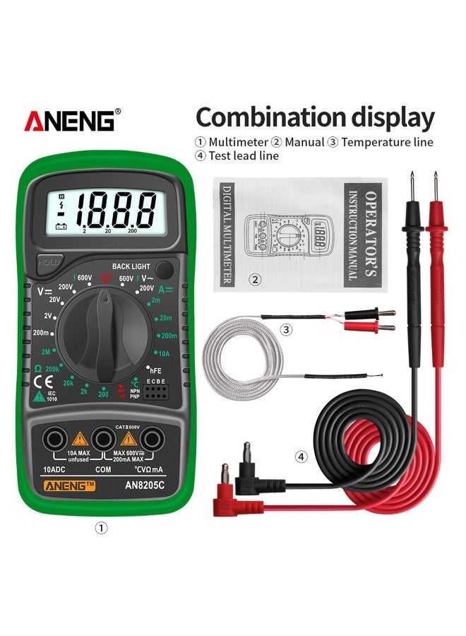 ANENG ANENG AN8205C Digital Multimeter AC/DC Ammeter Volt Ohm Tester Meter Multimetro With Thermocouple LCD Backlight Portable