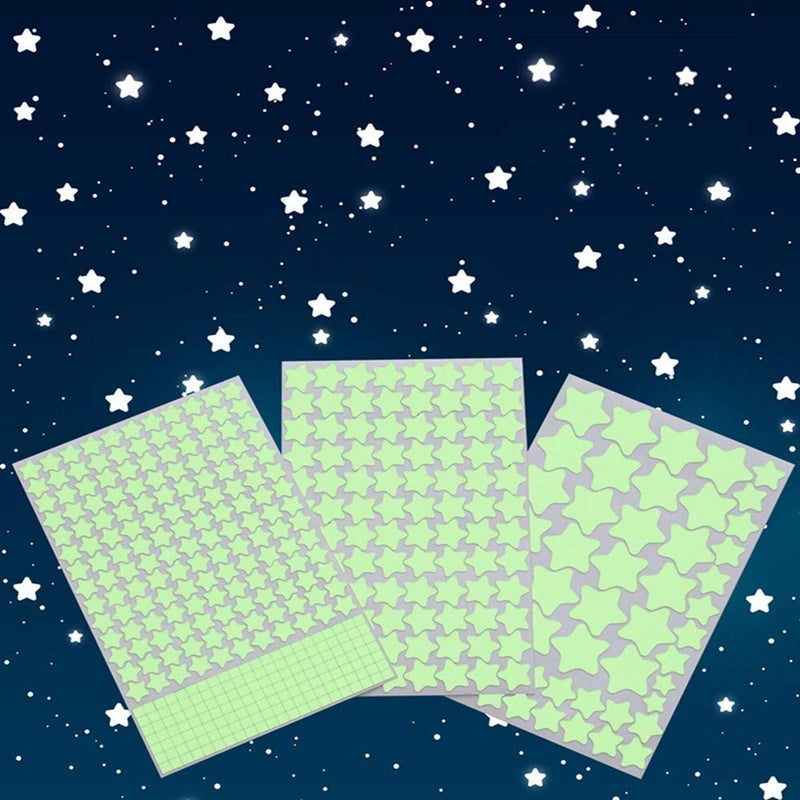 Aooyaoo Glow in The Dark Stars Wall Stickers 3D Glowing Stars for Ceiling and Wall Decals Perfect for Kids Bedding Room or Party Birthday Gift 452Pcs Green