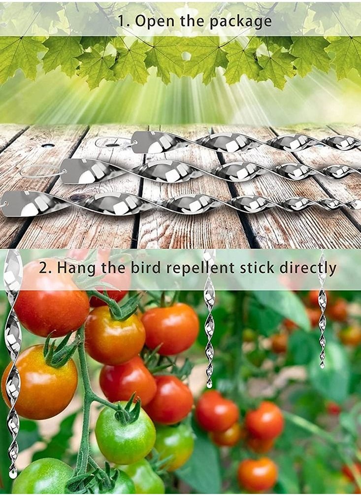 URbazaar - Large Bird Repellent Reflective Scare Rods - Ornamental Spinner Deterrent Control Device - Keeps Birds Away - Bonus Replacement String Included - (8 Pack) - Image 1