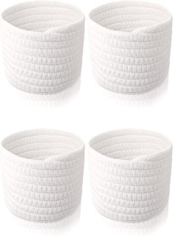 GRATIFY 4 Pcs Small Storage Cotton Rope Woven Baskets for Gifts Empty Boho Storage Baskets Gift Cute Baby Basket for Nursery Basket Easter Decorative Storage Bins for Living Room (Multi White) - Image 1