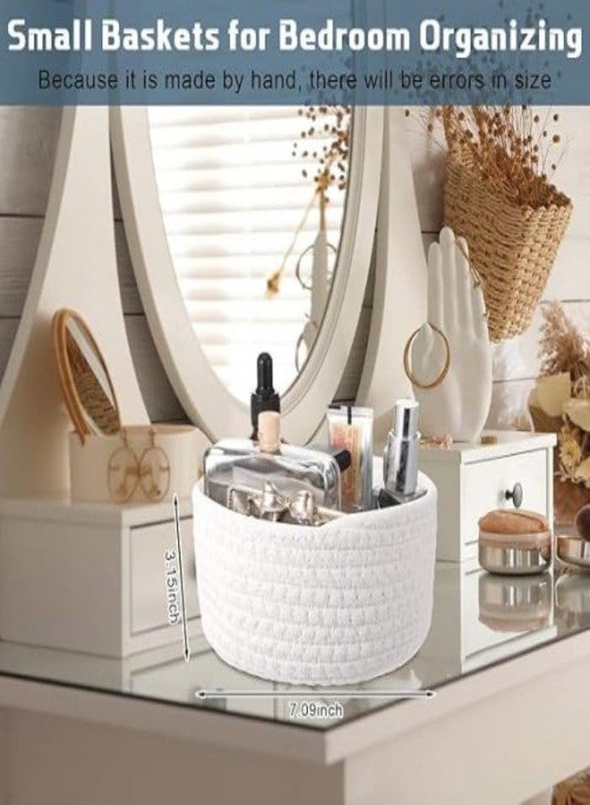 GRATIFY 4 Pcs Small Storage Cotton Rope Woven Baskets for Gifts Empty Boho Storage Baskets Gift Cute Baby Basket for Nursery Basket Easter Decorative Storage Bins for Living Room (Multi White) - Image 4
