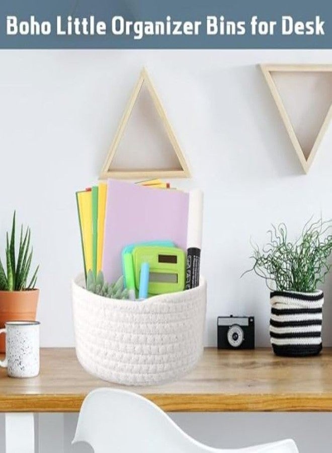 GRATIFY 4 Pcs Small Storage Cotton Rope Woven Baskets for Gifts Empty Boho Storage Baskets Gift Cute Baby Basket for Nursery Basket Easter Decorative Storage Bins for Living Room (Multi White) - Image 3