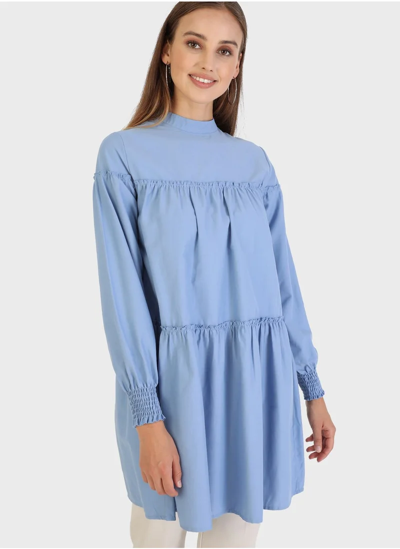 Refka by modanisa Balloon Sleeve Pleat Detail Tunic