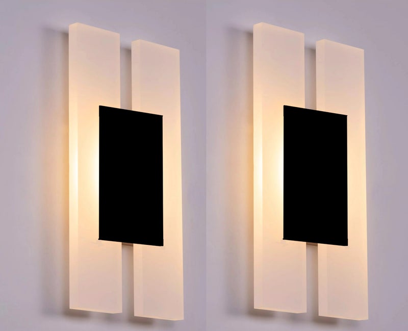 Groeien 15 Watts Pack of 2 Rectangular LED Bedside Fancy Acrylic Wall Lighting Fixtures for Living Room, Bathroom, Bedroom (2) - Image 1