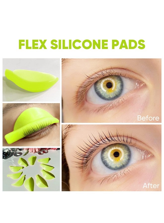 پيرمانيا وسادات تجعيد الرموش، 10 قطع/5 أحجام من بيرمانيا لطقم تجعيد الرموش، قابلة لإعادة الاستخدام وناعمة C & D، قضيب رفع الرموش، أداة تجميل المكياج، وسادات رفع الرموش (أصفر) - Image 2