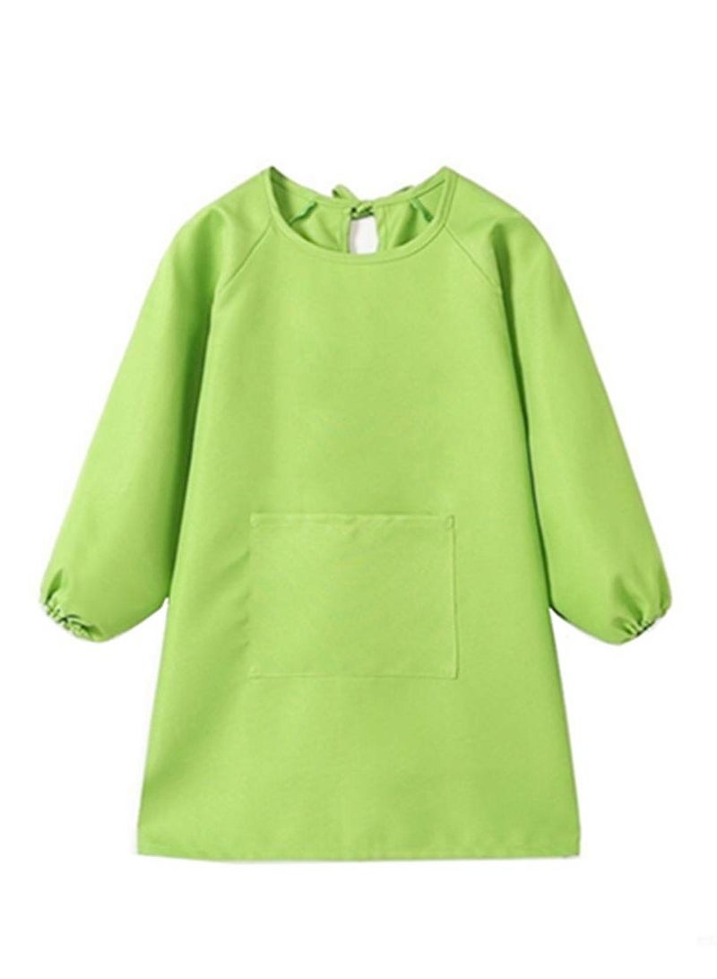 SYOSI Kids Art Smocks Childrens Toddler Waterproof Polyester Fabric Art Aprons with Long-sleeved and Pockets Play Apron for Painting Eating Craft Clay Water Play (Green) - Image 1