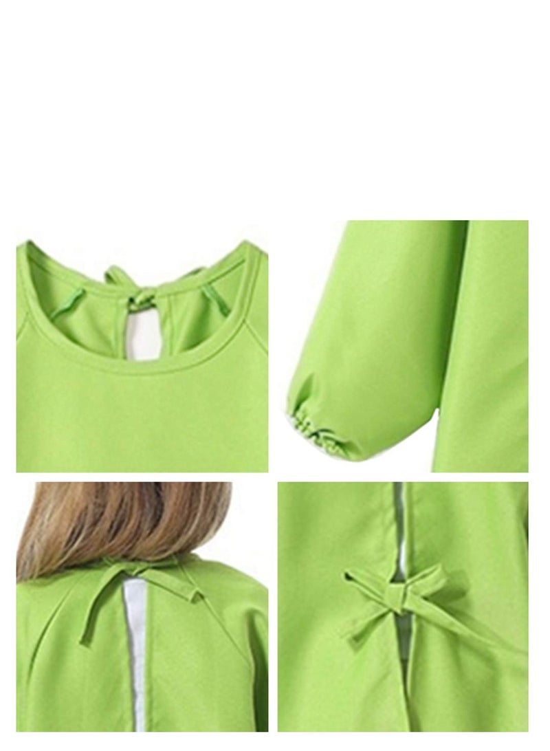 SYOSI Kids Art Smocks Childrens Toddler Waterproof Polyester Fabric Art Aprons with Long-sleeved and Pockets Play Apron for Painting Eating Craft Clay Water Play (Green) - Image 3