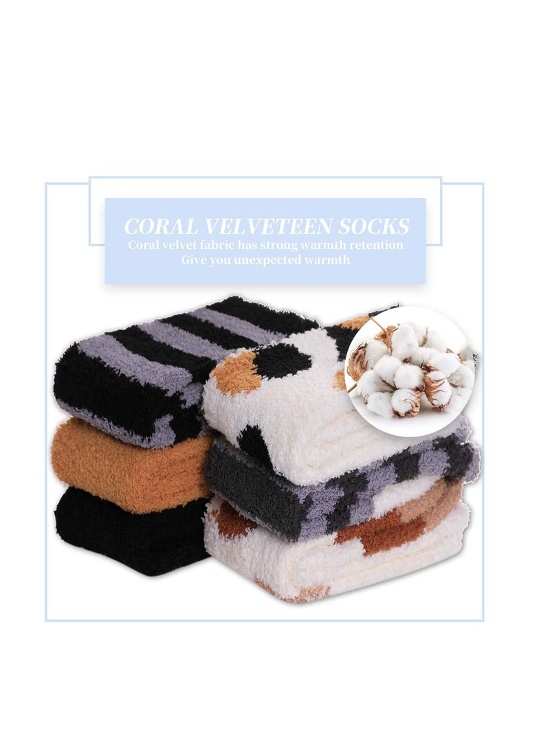 KASTWAVE Women Warm Super Soft Socks, Animal Designe Microfiber Slipper Socks, Casual Home Sleeping Fuzzy Cozy Sock, Cozy Slipper Cute Cat Claw Soft for Womens Indoor Warm Fuzzy Sleeping Socks 6 Pairs  - Image 2