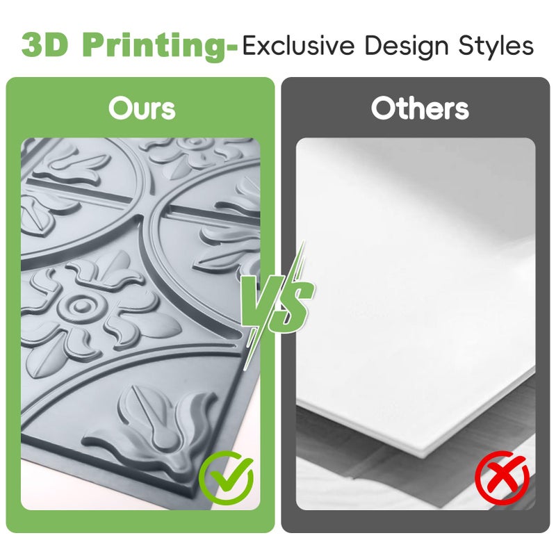 Art3d Drop Ceiling Tiles 2x2, Glue-up Ceiling Panel, Fancy Classic Style in Gray - Image 3