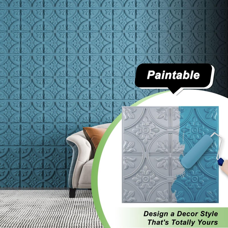 Art3d Drop Ceiling Tiles 2x2, Glue-up Ceiling Panel, Fancy Classic Style in Gray - Image 4