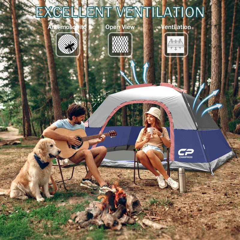 CAMPROS CP 4 Person Tent, Dome Tents for Camping with Rainfly, Waterproof Camping Tent Easy Set Up, Portable Family Tent with Large Mesh Window & Carry Bag for Outdoor Hiking - Image 5