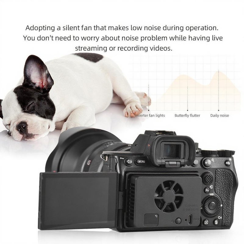 FS-06 Camera Cooling Fan External Cooling System with OLED Display 8pcs Mounting Adapter Plates Replacement for Sony A7M4/ZVE1/A6700/A7C2/ZV-E10/ZV1/A7C/FX30/A7S3, for Canon - Image 4
