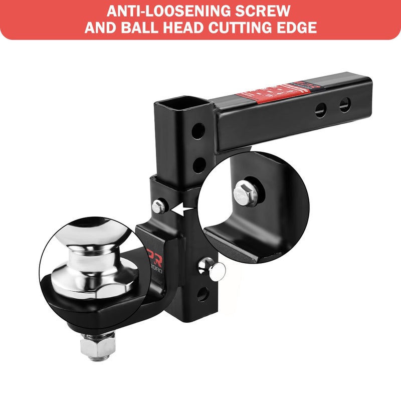 OPENROAD Adjustable Trailer Hitch Ball Mount - Fits 2-Inch Receiver, 2" Tow Balls, 7500lbs, 9-1/2" Drop/ 8-1/4" Rise, Heavy Duty Truck Hitch with Pin Lock - Image 4