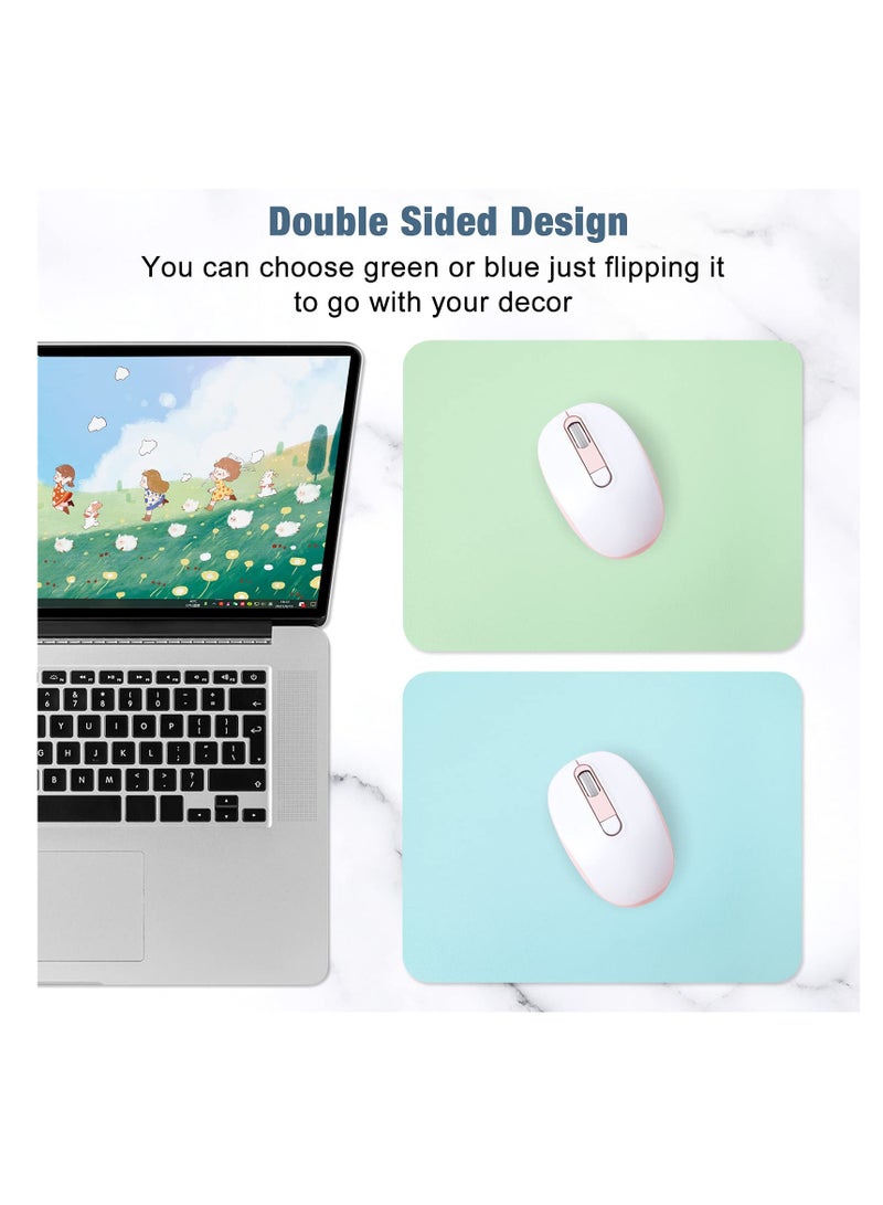 KASTWAVE Mouse Pad, Double-Sided PU Leather Small Round Mousepad 10.2 x 8.7 Inch, Anti-Slip Waterproof Pretty Lovely Mouse Mat for Office Home Gaming Laptop Men Women Kid(Green Blue) - Image 2