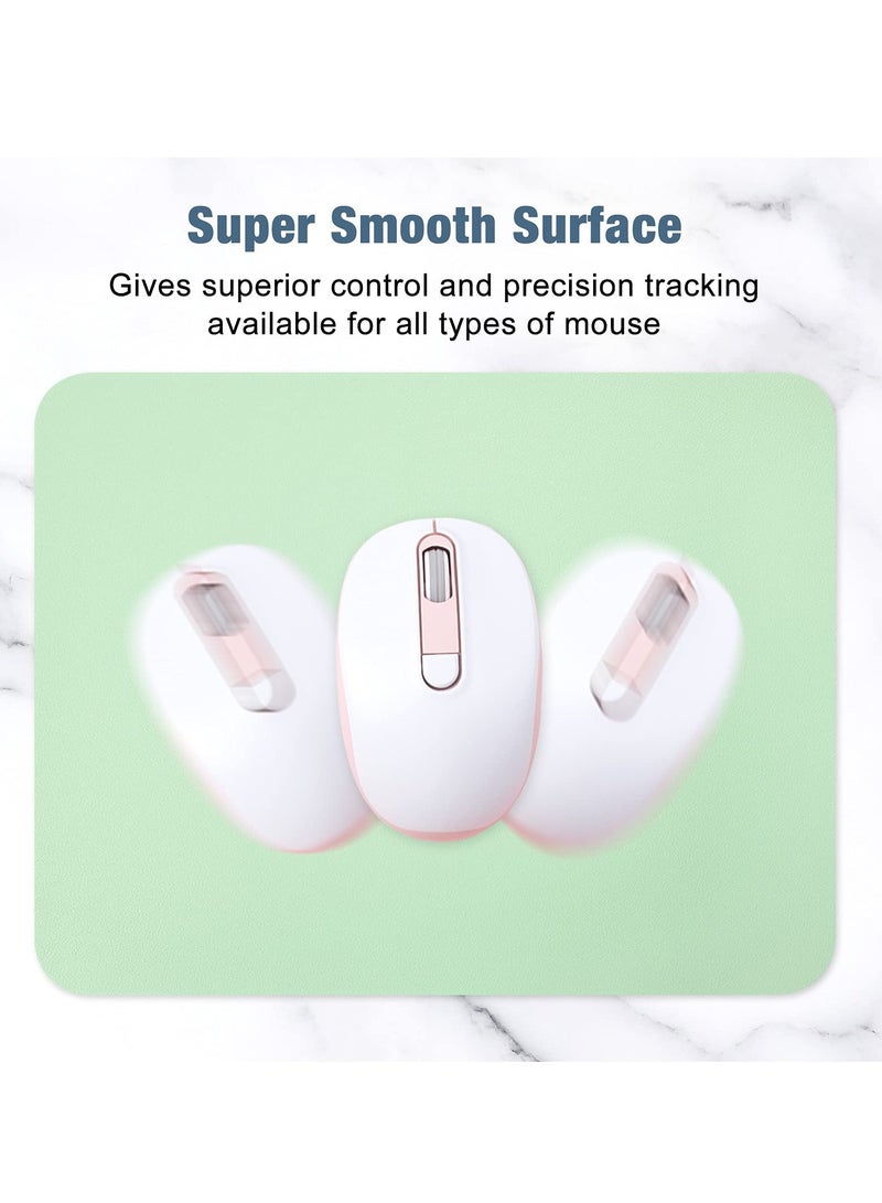 KASTWAVE Mouse Pad, Double-Sided PU Leather Small Round Mousepad 10.2 x 8.7 Inch, Anti-Slip Waterproof Pretty Lovely Mouse Mat for Office Home Gaming Laptop Men Women Kid(Green Blue) - Image 3