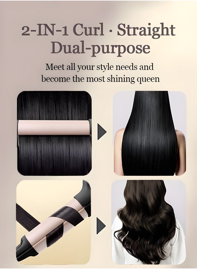 ONE AG ANT - [Upgrade] 2 In 1 Wireless Hair Curling Irons, Portable Mini Ceramic Ionic Straightening Comb and curler 2 in 1, Thermal Brush 30s Fast Heating & 3 Temp Settings & Anti-Scald - Image 1