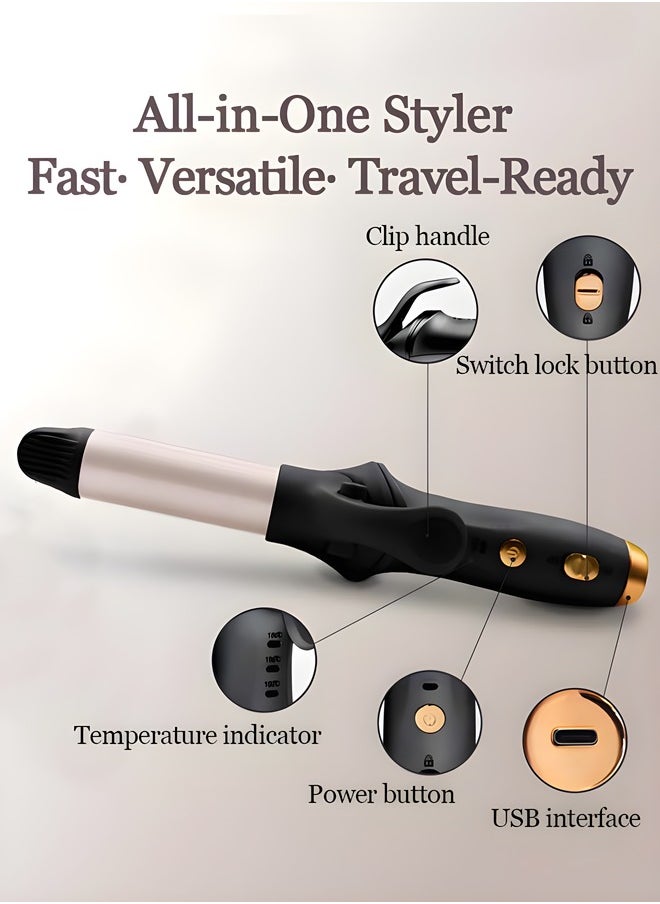 ONE AG ANT - [Upgrade] 2 In 1 Wireless Hair Curling Irons, Portable Mini Ceramic Ionic Straightening Comb and curler 2 in 1, Thermal Brush 30s Fast Heating & 3 Temp Settings & Anti-Scald - Image 1
