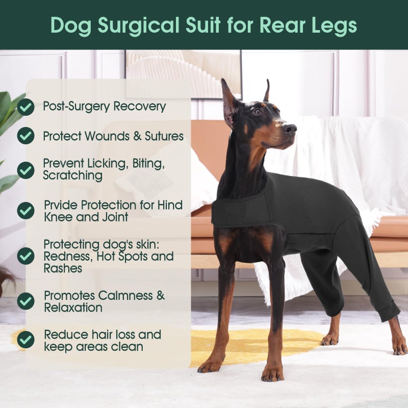Kuoser Dog Surgery Suit for Back Legs, Dog Rear Leg Sleeve to Stop Licking, Female Spay Recovery Suit for Dogs After Surgery, Pet Puppy Surgical Pants Onesie for Abdomen Wounds Skin Disease - Image 5