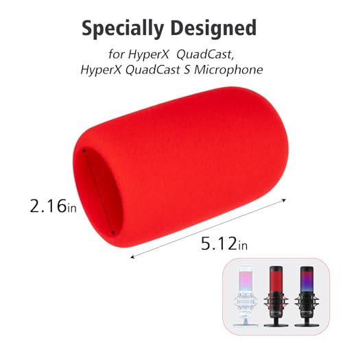 SUNMON Red Pop Filter for HyperX QuadCast - Microphone Cover Foam Noise Reduction, Hyper x Pop Filter Improved Sound Quality, Mic Windscreen Compatible With HyperX QuadCast S Microphone - Image 4
