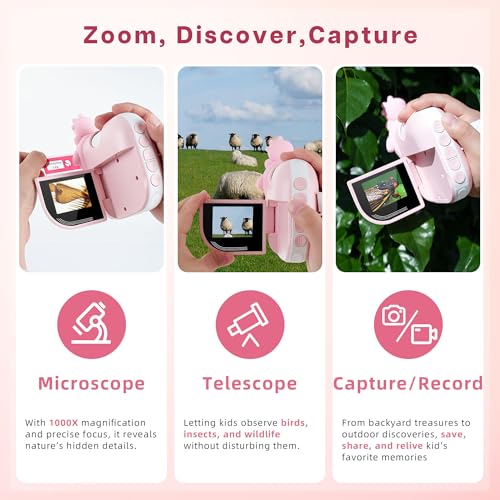 TINYLENS Dino Microscope for Kids 1000x Portable Digital Microscope Camera with 2 Screen Educational Science Kit Birthday Gifts for Kid Age 412 32GB TF Card Included - Image 5