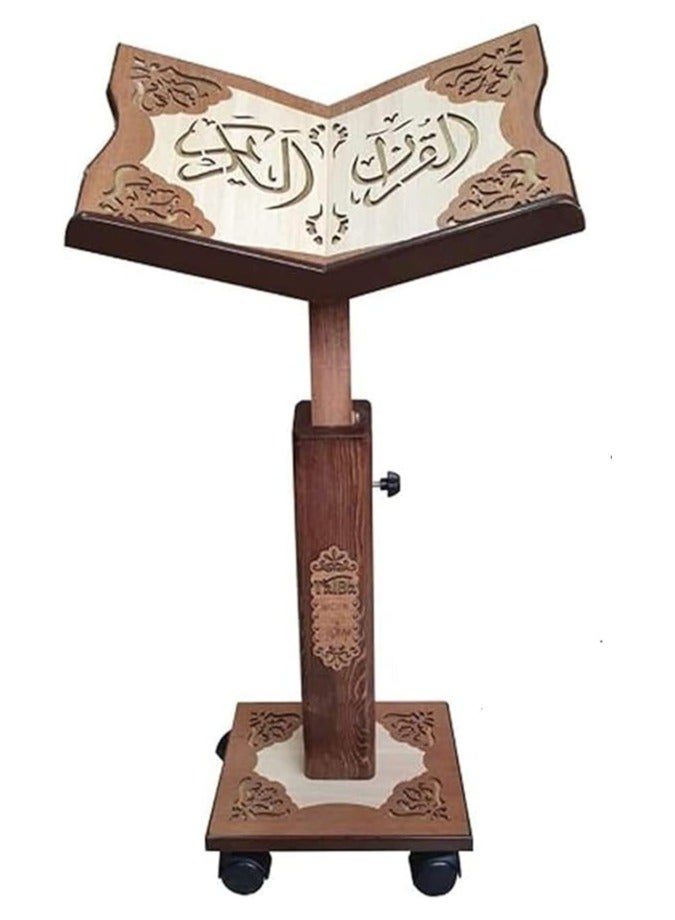 REBENUO Quran holder Turkish wooden with wheels adjustable in height large size 013 - Image 1