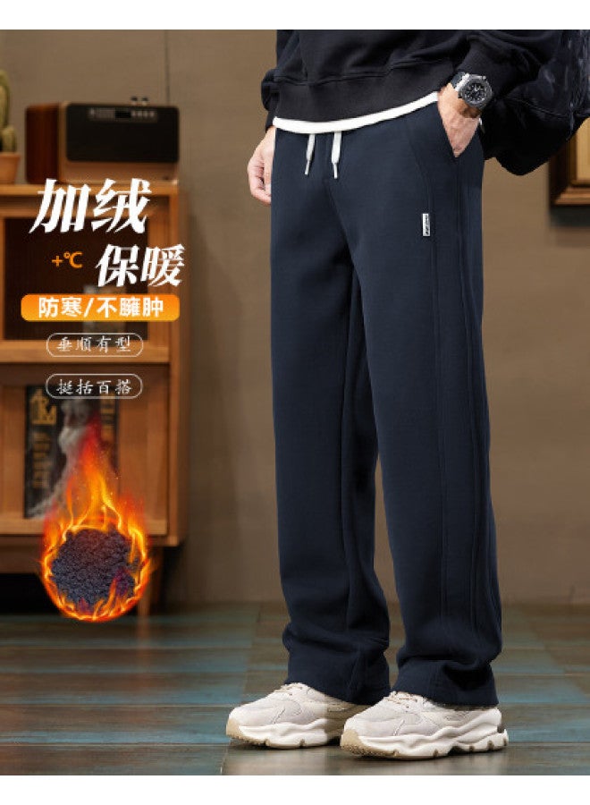 Jeep Warm Fleece-lined Thickened Men's Casual Pants Versatile Straight-leg Commuter Casual Trousers Simple Versatile Casual Men's Pants - Image 1