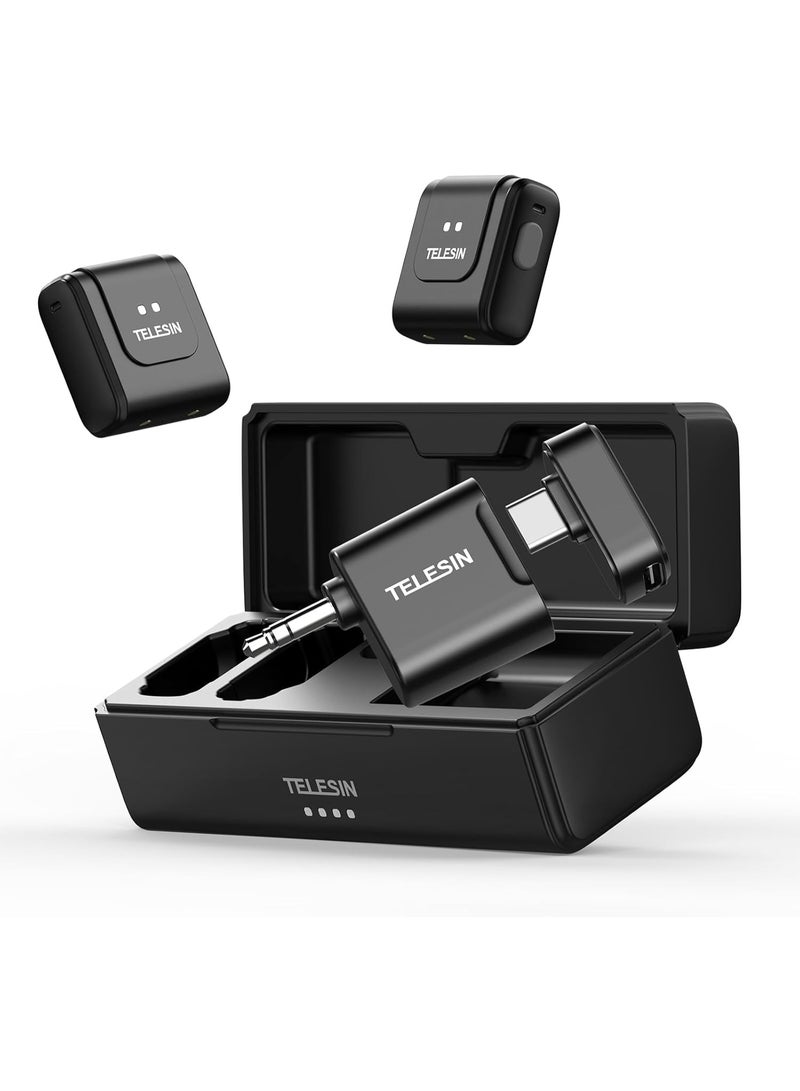 TELESIN Wireless Lavalier Microphone with Charging Case, one-Click Noise Reduction 32KHz 24Bit 22H Battery for Video Recording Type C Fit iPhone 17 16 15 14 Series/SamrtPhone/PC/Laptop/Camera - Image 1