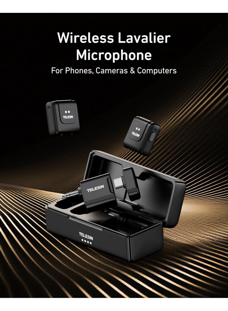 TELESIN Wireless Lavalier Microphone with Charging Case, one-Click Noise Reduction 32KHz 24Bit 22H Battery for Video Recording Type C Fit iPhone 17 16 15 14 Series/SamrtPhone/PC/Laptop/Camera - Image 2