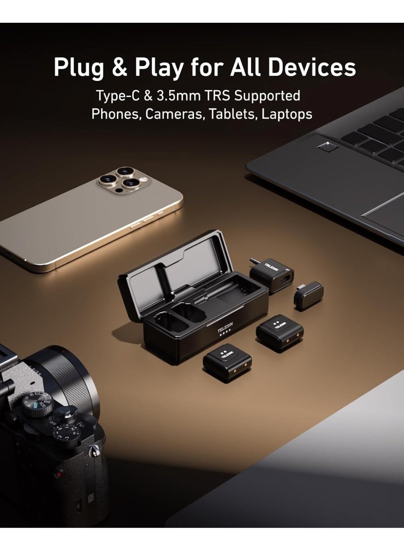 TELESIN Wireless Lavalier Microphone with Charging Case, one-Click Noise Reduction 32KHz 24Bit 22H Battery for Video Recording Type C Fit iPhone 17 16 15 14 Series/SamrtPhone/PC/Laptop/Camera - Image 5