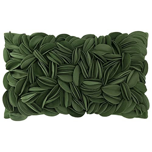 KINGROSE 3D Flower Throw Pillow Cover Solid Decorative Accent Pillow Case Soft Cushion Cover for Sofa Couch Chair Bed 12 x 20 Inches Grass Green - Image 1