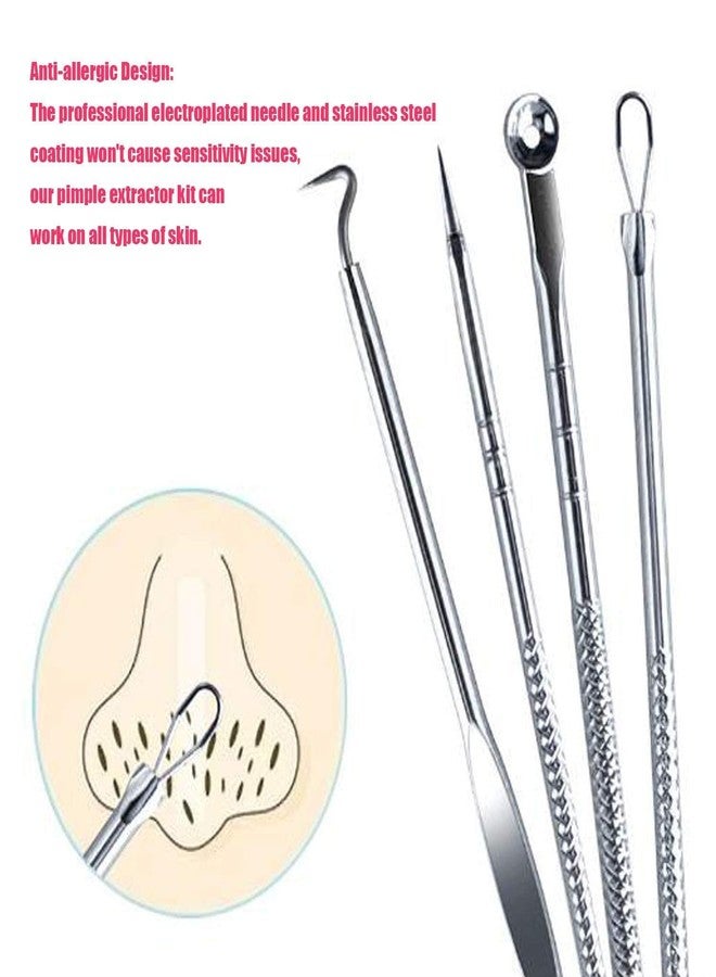 EDO MAC Blackhead Remover | Pimple Comedown Extractor Tool with Case | Whitehead Popping | Treatment for Blemish | Zit Removing for Nose Face Skin | Remover Tools Kit - Set of 4 - Image 5