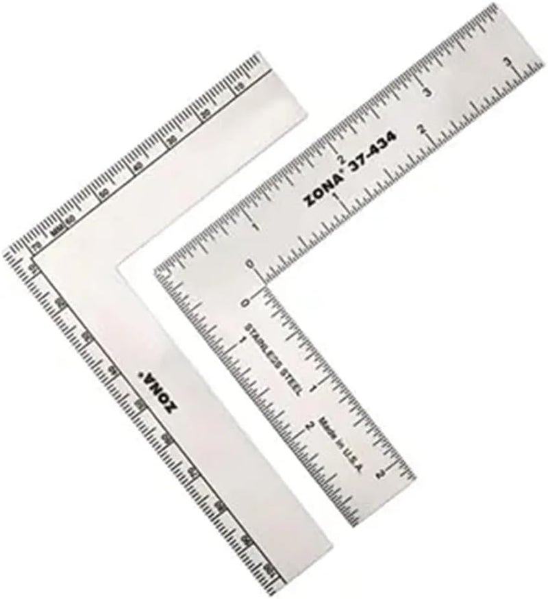 Olson Zona 37-434 L-Square, Stainless Steel Ruler, 3-Inch x 4-Inch
